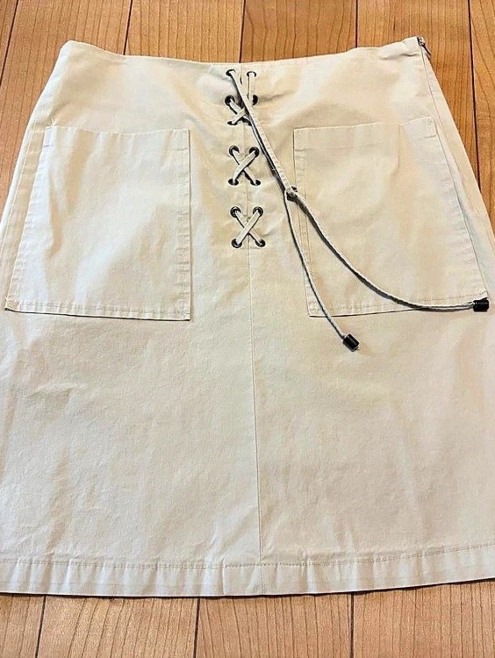 Gerard Darel Lace-Up Mini Skirt in Beige Size 38